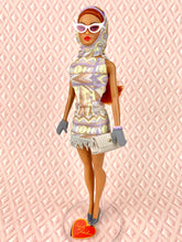 Load image into Gallery viewer, "Fab Fucci Fringe in Lilac & Gray" OOAK Navidad Doll, No 264
