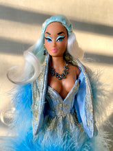 Load image into Gallery viewer, "Fluttering Fluff in Blue & Gold" OOAK Navidad Doll, No. 275