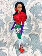 Load image into Gallery viewer, "Jewel Box Color Block in Ruby & Emerald" - OOAK Doll