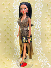 Load image into Gallery viewer, "Pleated Plunge in Gold" OOAK Doll
