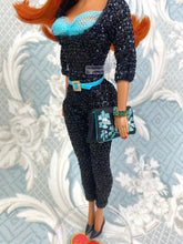 Load image into Gallery viewer, “Black Cat with Aqua” OOAK Doll