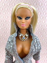 Load image into Gallery viewer, “Sizzle Suit in Sparkling Silver” OOAK Doll No. 96