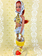 Load image into Gallery viewer, "Double Crossed Hot Pants in Bees Knees" OOAK Doll, No. 121