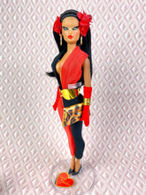 Load image into Gallery viewer, "Hollywood Kick-about in Black and Red" - OOAK Doll, No. 130
