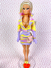 Load image into Gallery viewer, "Sizzle Suit Mini in Yellow and Lilac" OOAK Doll, No. 131