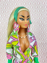 Load image into Gallery viewer, "Sizzle Suit Mini in Pink and Green" OOAK Doll, No. 133