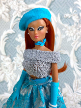 Load image into Gallery viewer, "Special Sparkle in Turquoise & Silver" OOAK Doll, No. 146