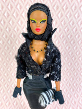 Load image into Gallery viewer, "Sizzle Suit in Black Diamanté" OOAK Doll, No. 149