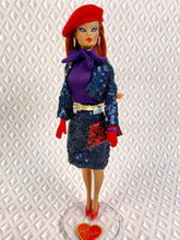 Load image into Gallery viewer, "Sequin Stunner in Navy & Purple" OOAK Doll, No. 151