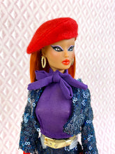 Load image into Gallery viewer, "Sequin Stunner in Navy & Purple" OOAK Doll, No. 151