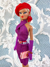 Load image into Gallery viewer, "Double Crossed in Metallic Purple" OOAK Doll, No. 175