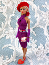 Load image into Gallery viewer, "Double Crossed in Metallic Purple" OOAK Doll, No. 175