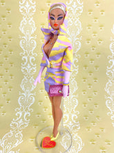 Load image into Gallery viewer, "Sizzle Suit Mini in Cool Cat Pastel" OOAK Doll, No. 187