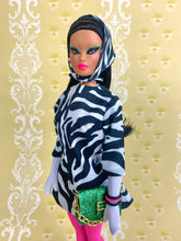 Load image into Gallery viewer, "Mod Mini in Zebra B&W" OOAK Doll, No. 192