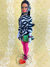 Load image into Gallery viewer, "Mod Mini in Zebra B&W" OOAK Doll, No. 192