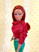 Load image into Gallery viewer, "Jewel Box Color Block in Tourmaline & Emerald" - OOAK Doll