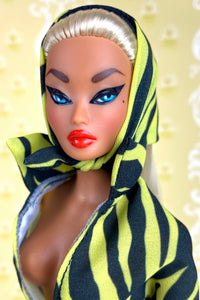 "Sizzle Suit Midi in Yellow & Black Zebra" OOAK Doll, No. 256