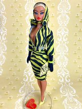 Load image into Gallery viewer, &quot;Sizzle Suit Midi in Yellow &amp; Black Zebra&quot; OOAK Doll, No. 256
