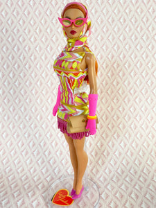 "Fab Fucci Fringe in Hot Pink" OOAK Doll, No 270