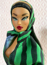Load image into Gallery viewer, &quot;Sizzle Suit Midi in Green &amp; Black Zebra&quot; OOAK Navidad Doll, No. 257
