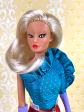 Load image into Gallery viewer, &quot;Jewel Box Color Block in Sapphire &amp; Ruby&quot; - OOAK Doll
