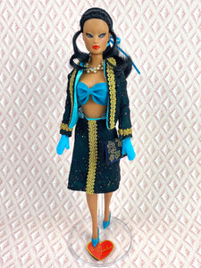 "Gilded Gadabout in Turquoise Twilight" - OOAK Doll