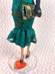 "Hollywood Coquette in Green Lace" - OOAK Doll