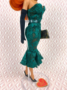 "Hollywood Coquette in Green Lace" - OOAK Doll