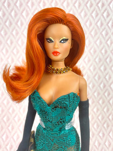 "Hollywood Coquette in Green Lace" - OOAK Doll