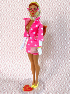 "Sizzle Suit Mini in Hot Pink Dot, Navidad" OOAK Doll, No. 235