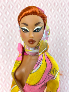 “Sizzle Suit Mini in Bright Fucci” OOAK Doll, No 234
