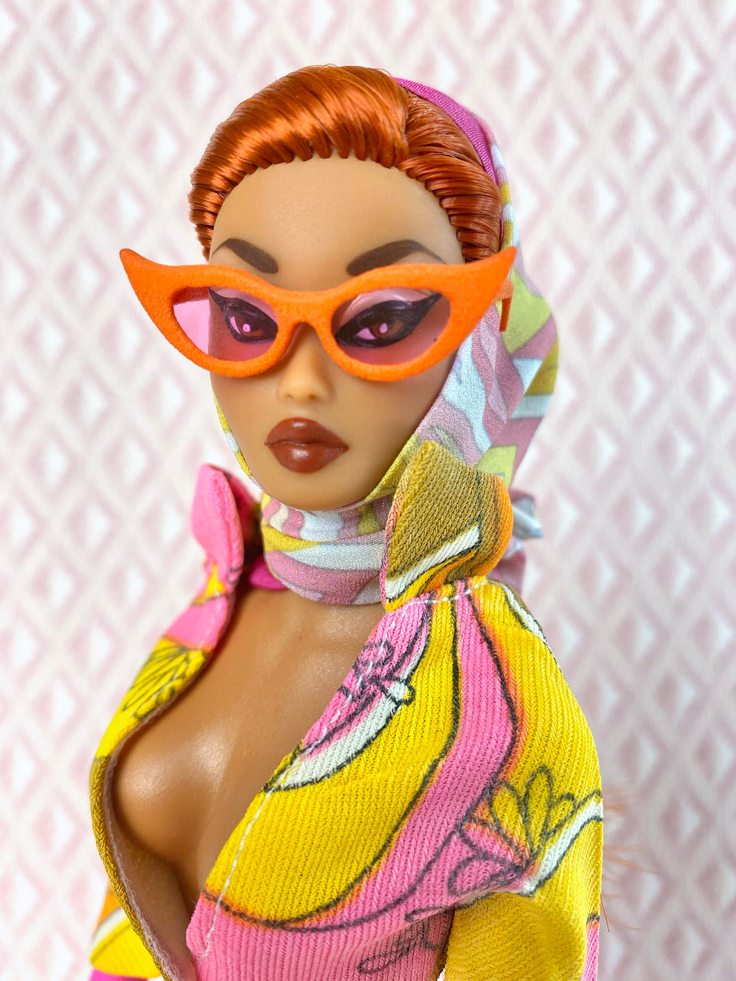 “Sizzle Suit Mini in Bright Fucci” OOAK Doll, No 234