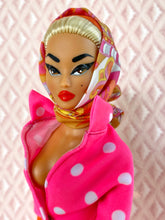 Load image into Gallery viewer, &quot;Sizzle Suit Midi in Hot Pink Dot, Navidad&quot; OOAK Doll, No. 236
