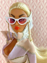 Load image into Gallery viewer, &quot;Fucci Sizzle Suit in Orchid&quot; OOAK Doll, No. 216
