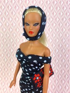 "Ruched Radiance in Dots for Days" OOAK Doll