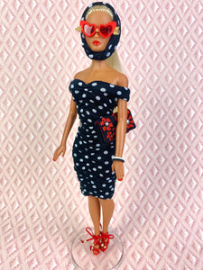 "Ruched Radiance in Dots for Days" OOAK Doll