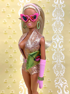 "Hollywood Hot Pants Kick-about in Liquid Gold" OOAK Doll