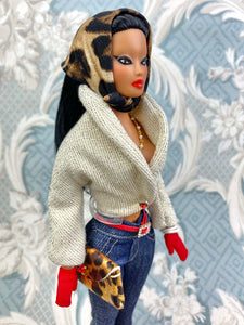 “Denim-ite! in Leopard and Gold” OOAK Doll, No. 99
