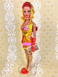 “Hollywood Halter in Psychedelic Mini” OOAK Doll, No. 104