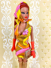 Load image into Gallery viewer, “Hollywood Halter in Psychedelic Mini” OOAK Doll, No. 104
