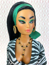 Load image into Gallery viewer, “Match-Up Mix-Ups in Emerald Zebra&quot;, OOAK Doll No. 110
