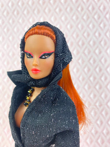 “Sizzle Suit in Black and Silver” OOAK Doll, No. 132