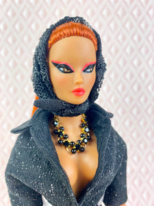 “Sizzle Suit in Black and Silver” OOAK Doll, No. 132