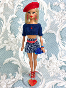 "High Seas in Navy and Red" OOAK Doll, No. 139