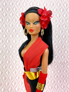 "Hollywood Kick-about in Black and Red" - OOAK Doll, No. 130