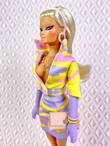 "Sizzle Suit Mini in Yellow and Lilac" OOAK Doll, No. 131