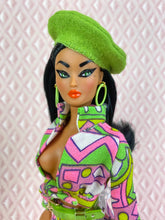Load image into Gallery viewer, “Match-Up Mix-Ups in Green, Pink and Purple” OOAK Doll, No. 135
