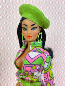 “Match-Up Mix-Ups in Green, Pink and Purple” OOAK Doll, No. 135