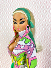 Load image into Gallery viewer, &quot;Sizzle Suit Mini in Pink and Green&quot; OOAK Doll, No. 133
