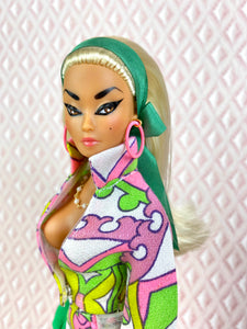 "Sizzle Suit Mini in Pink and Green" OOAK Doll, No. 133